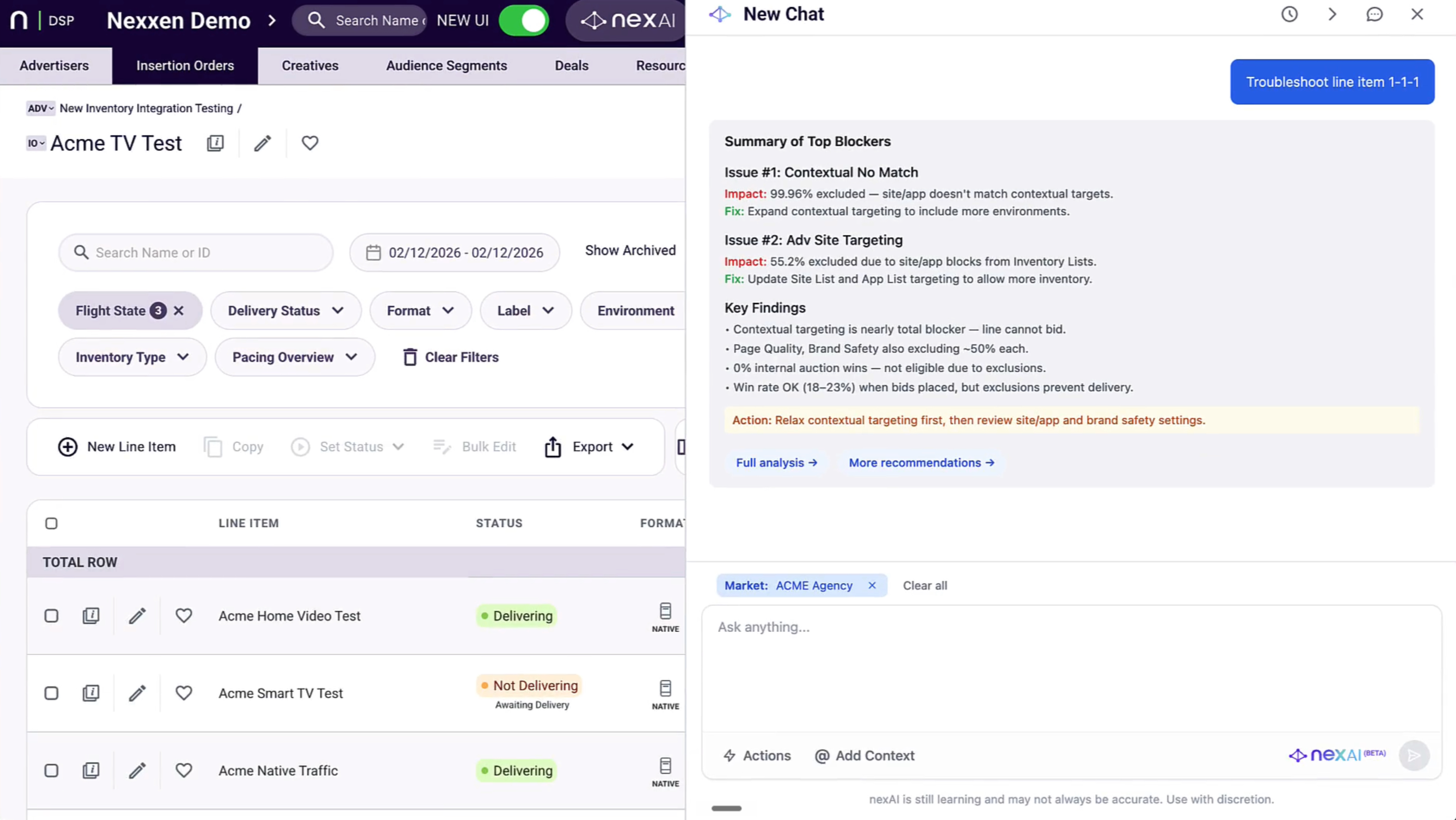 Nexxen AI Assistant – Troubleshooting